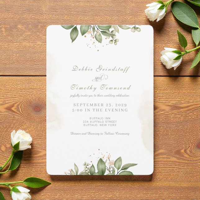 Green Floral Watercolor Frame Wedding Invitation  Einladung (Von Creator hochgeladen)