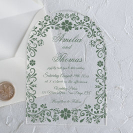 Green Floral Wedding  Acryleinladungen
