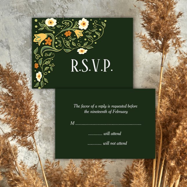 Green Floral Wedding RSVP (Von Creator hochgeladen)