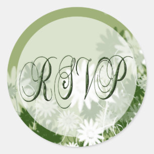 Green Floral Wedding RSVP Siegel Runder Aufkleber