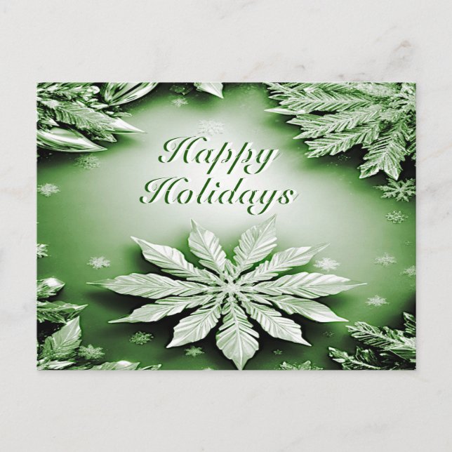 Green Floral Weihnachtsfeiertag Postkarte (Vorderseite)