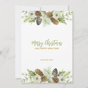 Green Floral Wreath Christmas Invitation
