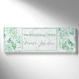 Green Flowers Botanical Painting Namenschild
