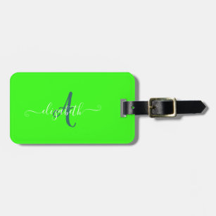 Green Fluorescent Neon Monogram Gepäckanhänger