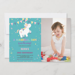 Green Fly Unicorn Invitations Anniversaire Photo
