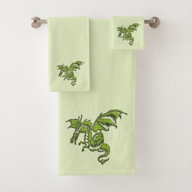 Green Flying Dragon Badhandtuch Set (Insitu)