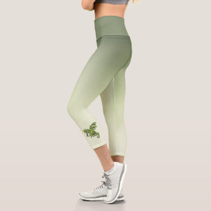 Green Flying Dragon Capri Leggings