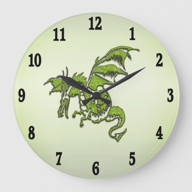 Green Flying Dragon Große Wanduhr (Vorderseite)
