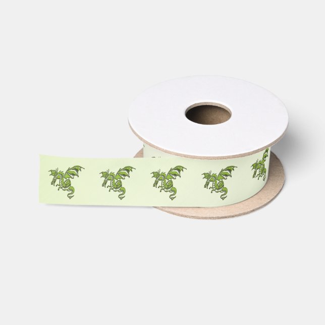 Green Flying Dragon Satinband (Spule)