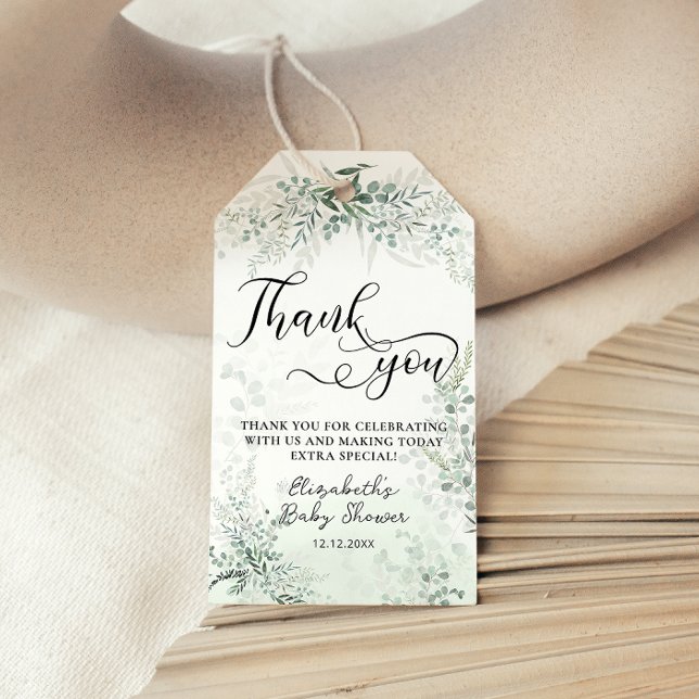 Green Foliage Boho Babydusche Vielen Dank Geschenkanhänger (Von Creator hochgeladen)