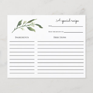 Green Foliage Brautparty Rezeptkarte