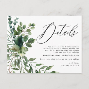 Green Foliage Garden Boho Wedding Details Card Begleitkarte
