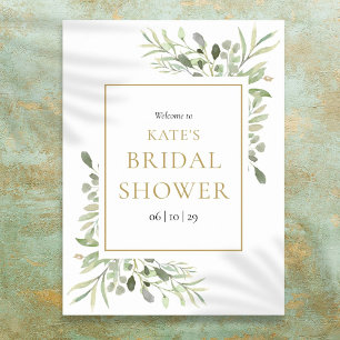 Green Foliage Gold Brautparty Willkommen Poster