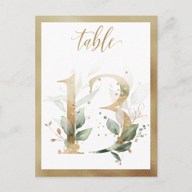 Green Foliage Gold Tischnummern, Tabelle 13 Karte (Vorderseite)