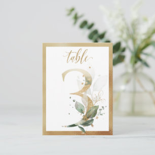 Green Foliage Gold Tischnummern, Tabelle 3 Karte