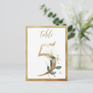 Green Foliage Gold Tischnummern, Tabelle 5 Karte