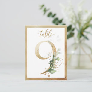Green Foliage Gold Tischnummern, Tabelle 9 Karte