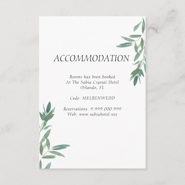 Green Foliage - Hochzeitskarte Begleitkarte (Vorderseite)