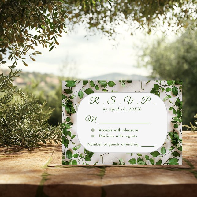 Green Foliage Minimalistisch Wedding RSVP Card (Von Creator hochgeladen)