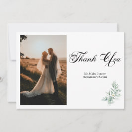 Green Foliage Photo Thank You Card Dankeskarte