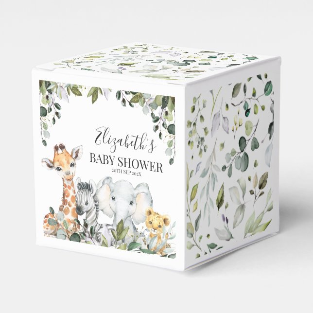 Green Foliage Safari Baby Duwer Fevor Box Geschenkschachtel (Vorderseite)