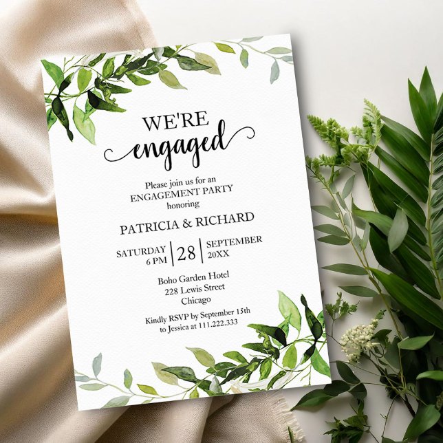 Green Foliage Wir sind Verlobte Engagement Party Einladung (Von Creator hochgeladen)