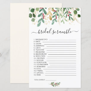 Green Foliage Word Scramble Brautparty Game