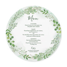 Green Foliage Wreath Greenerity Wedding Round Menu