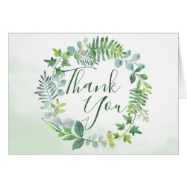 Green Foliage Wreath Watercolor Vielen Dank