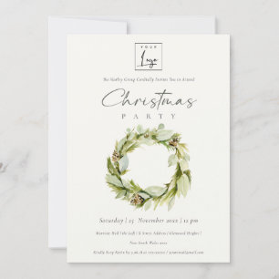 Green Folies Winter Kreath Logo Weihnachtsfest Par Einladung
