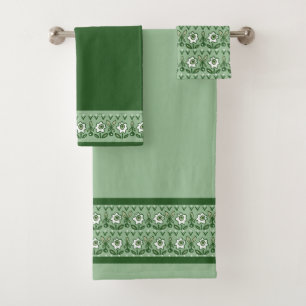 Green Folk Art Floral Badhandtuch Set