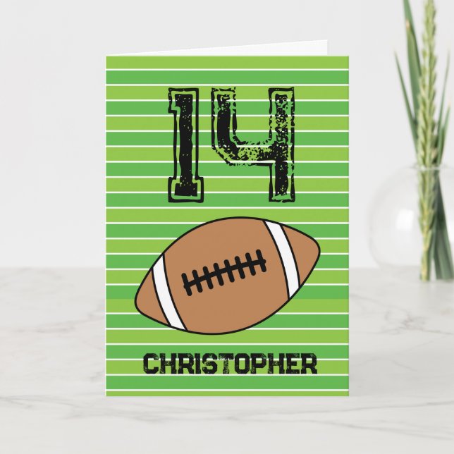 Green Football 14e carte d'anniversaire (Devant)