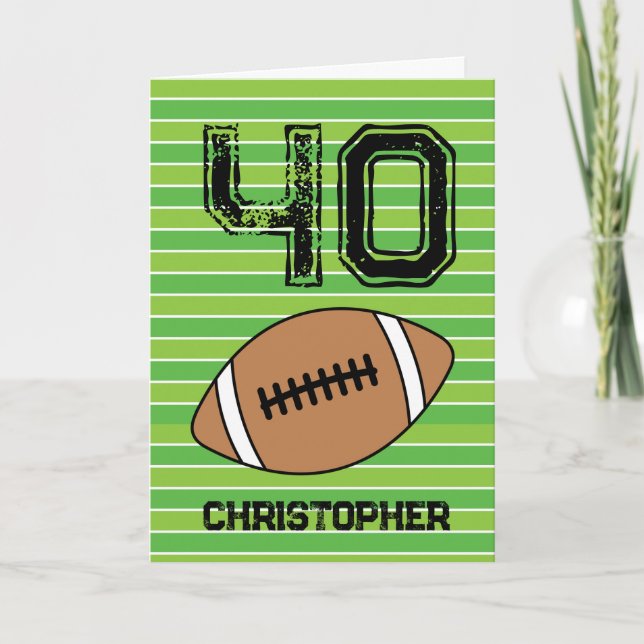 Green Football 40. Geburtstagskarte Karte (Vorderseite)
