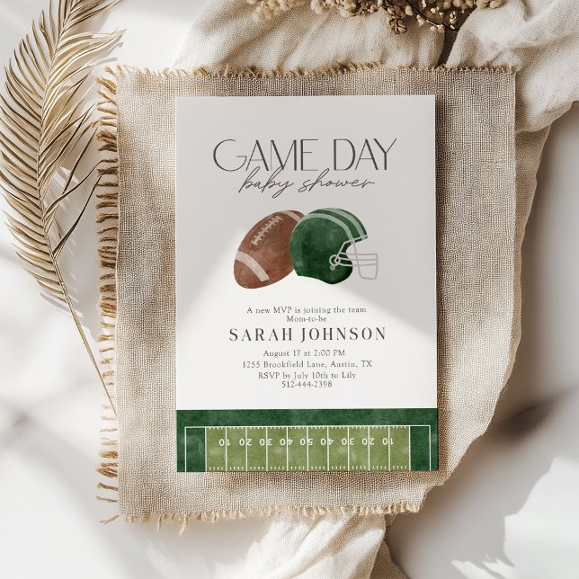 Green Football Game Day Baby Shower Invitation  (Créateur téléchargé)