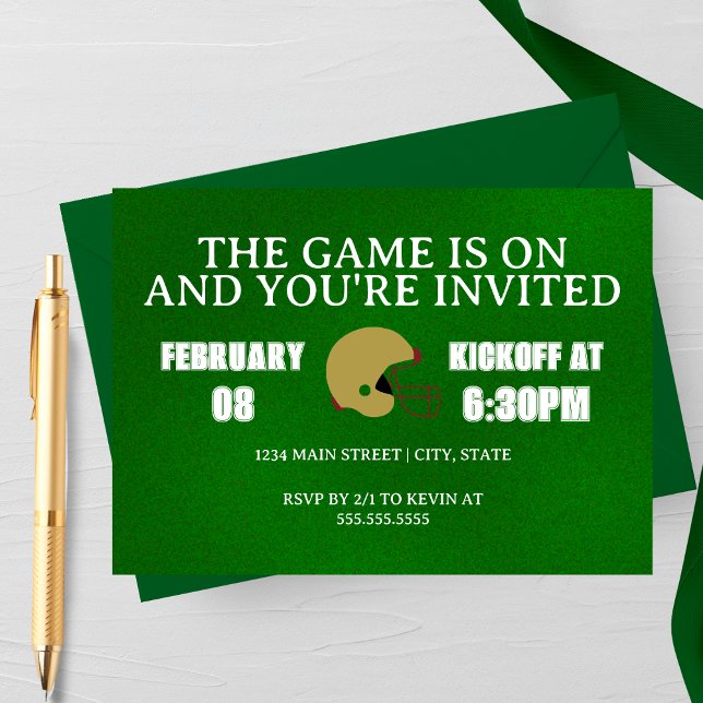 Green Football Game Night Invitation Einladung (Von Creator hochgeladen)