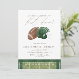 Green Football Helmet First Birthday Einladung