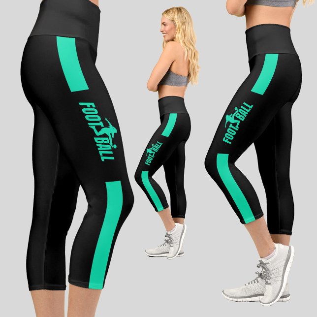 Green Football Player Girl Birthday Football Team Capri Leggings (Von Creator hochgeladen)