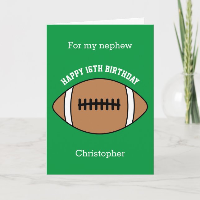 Green Football Sport 16e carte d'anniversaire (Devant)