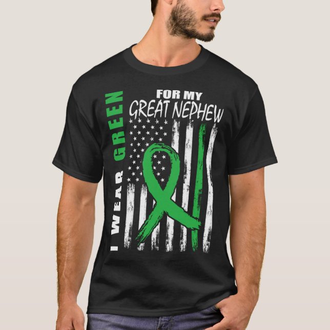 Green For Great Nephew Kidney Disease Awareness Fl T-Shirt (Vorderseite)