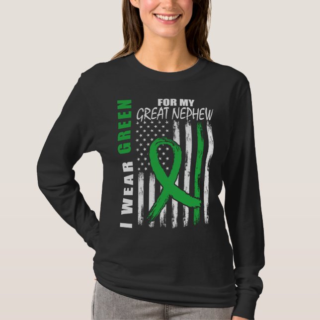 Green For Great Nephew Kidney Disease Awareness Fl T-Shirt (Vorderseite)