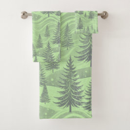 Green Forest Christmas Badhandtuch Set
