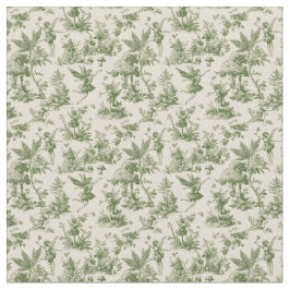 Green Forest fairies Toile de Jouy Pattern Stoff