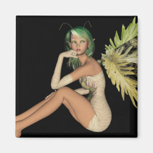 Green Forest Fairy 3D - Sitting Sideways Magnet