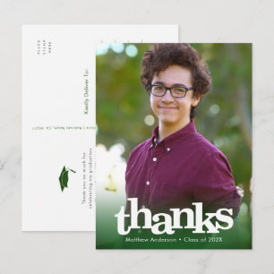 Green Foto Abschluss fett Typografie danke Postkarte