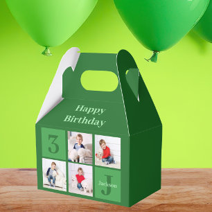 Green Foto Collage Custom Kindergeburtstag Party Geschenkschachtel