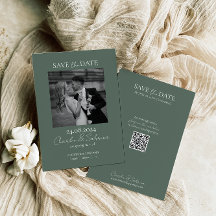 Green Foto Save the Date-Karte mit QR-Code ablegen