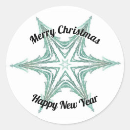 Green Fraktal Weihnachten Tree Star Frohe Weihnach Runder Aufkleber