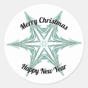 Green Fraktal Weihnachten Tree Star Frohe Weihnach Runder Aufkleber