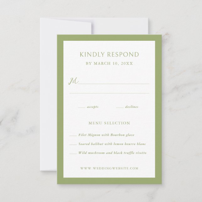 Green Frame Wedding  RSVP Karte (Vorderseite)