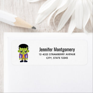 Green Frankenstein Monster Étiquette d'Halloween